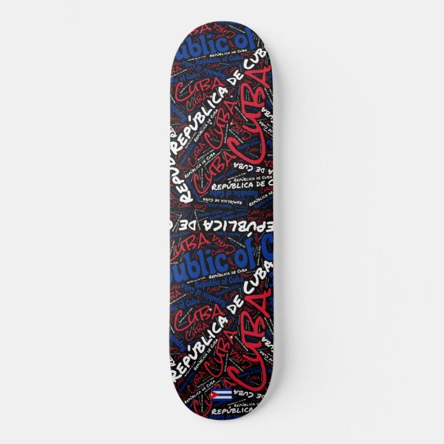 Cuba National Pride Wordcloud Skateboard (Front)