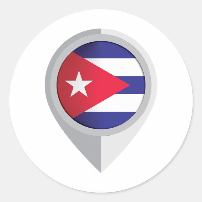 Cuba Pin Location Flag Classic Round Sticker (Front)