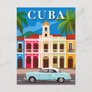 Cuba Retro Classic Car and Colourful Old Havana  Postcard