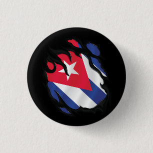 Cuba Ripped Flag 3 Cm Round Badge