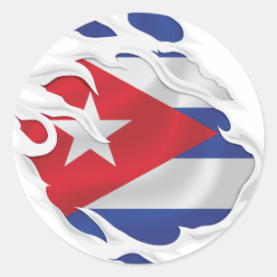 Cuba Ripped Flag Classic Round Sticker