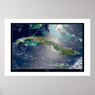 Cuba satellite poster photo map