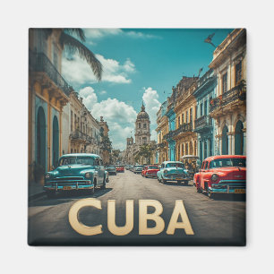 Cuba Seaside Palace at Sunset With Palm Trees Magnet