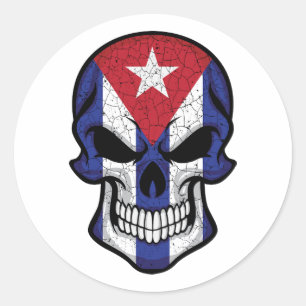 Cuba Smiling Skull Flag Classic Round Sticker