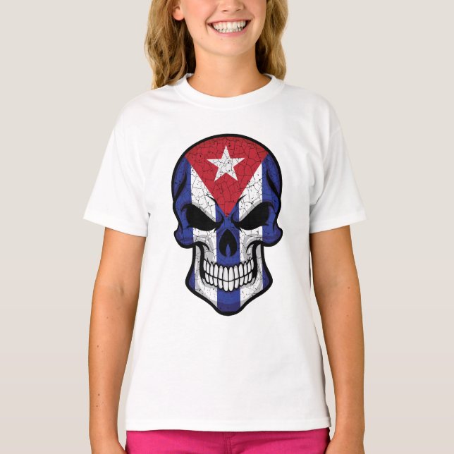 Cuba Smiling Skull Flag T-Shirt (Front)
