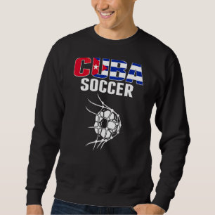 Cuba Soccer Ball In Net Goal   Cuban Football Supp Sweatshirt