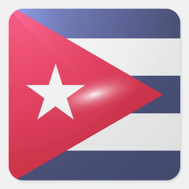 Cuba square glossy flag sticker (Front)