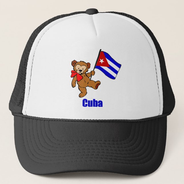 Cuba Teddy Bear Trucker Hat (Front)