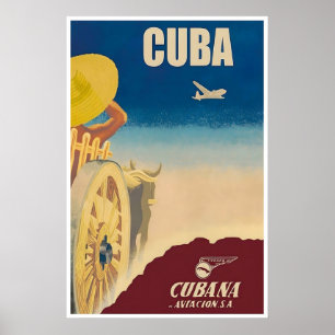Cuba Travel Poster Cubana Airlines Art Cuban Gift
