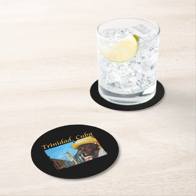 Cuba - Trinidad Cuban Cigar Art Round Paper Coaster (Insitu)