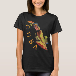 Cuba Tropical Island Map Retro Travel T-Shirt
