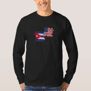 Cuba Usa Friendship Roots Cuban American Flag T-Shirt
