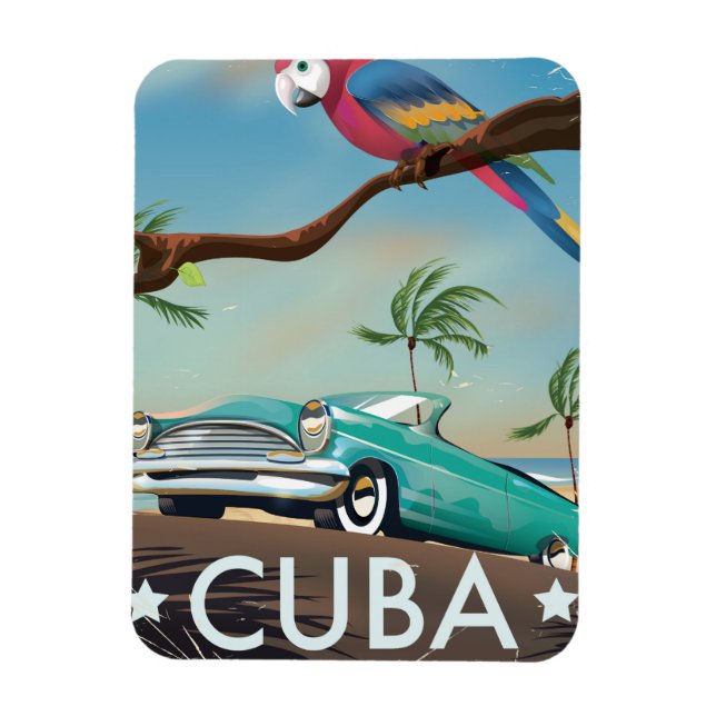Cuba vintage retro Travel print Magnet (Vertical)