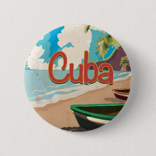 Cuba Vintage Travel Poster 6 Cm Round Badge