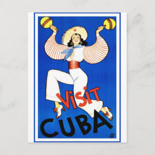 Cuba vintage travel poster postcard