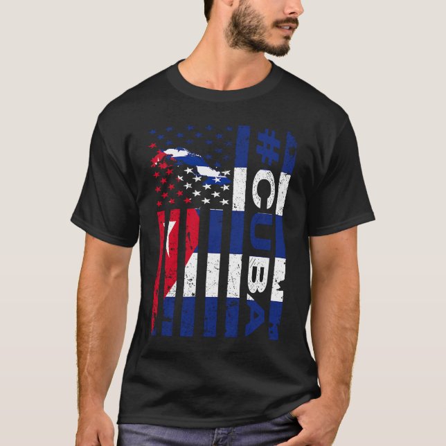 Cuban American Flag  Cuba USA Pride T-Shirt (Front)