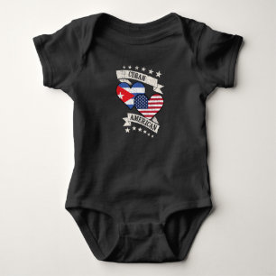 Cuban American Heart Flags Cuba America Baby Bodysuit