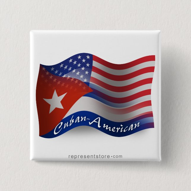 Cuban-American Waving Flag 15 Cm Square Badge (Front)
