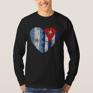 Cuban Argentinian Flag Heart Argentina Cuba Flag R T-Shirt