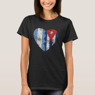 Cuban Argentinian Flag Heart Argentina Cuba Flag R T-Shirt