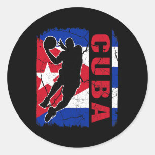 Cuban Basketball Player Cuba Flag Basketball Fans  Classic Round Sticker