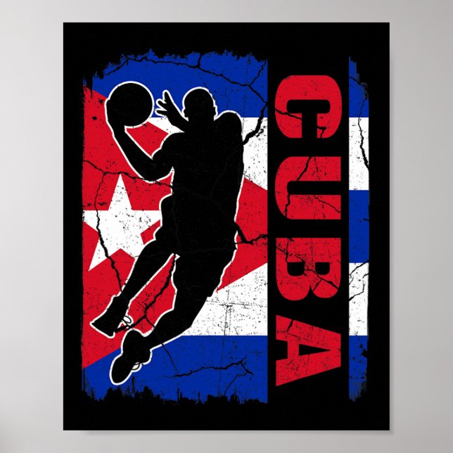 Cuban Basketball Player Cuba Flag Basketball Fans  Poster (Front)
