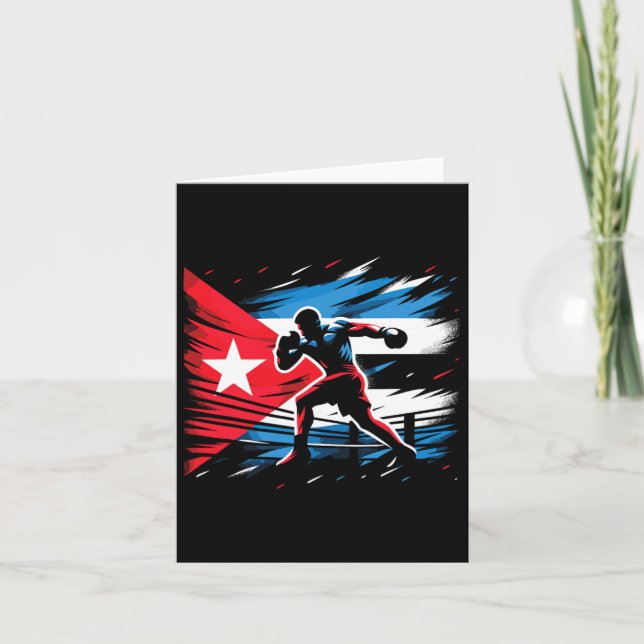Cuban Boxing Champion Fighter Flag Art  Card (Front)