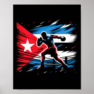 Cuban Boxing Champion Fighter Flag Art Poster