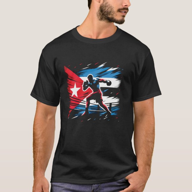 Cuban Boxing Champion Fighter Flag Art T-Shirt (Front)