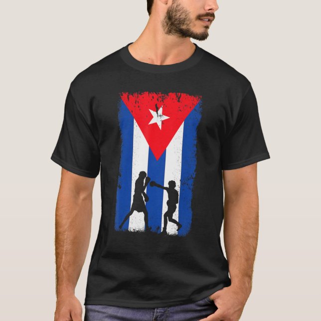Cuban Boxing   Cuba Flag   T-Shirt (Front)