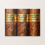 Cuban Cigars Habana Gold Vip Smoke Club Jigsaw Puzzle<br><div class="desc">Gift idea for cigars lounge club.</div>