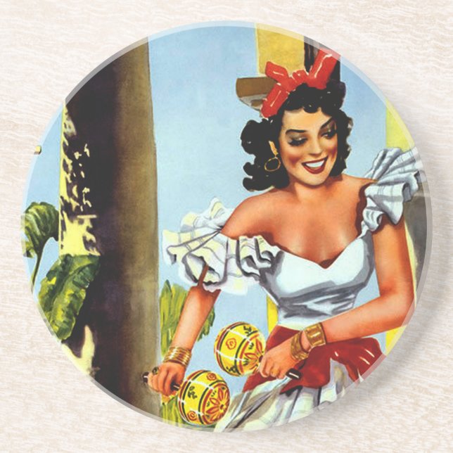 Cuban Dancer Vintage Travel Coaster (Front)