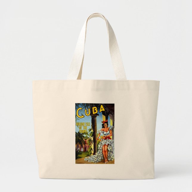 Cuban Dancer Vintage Travel Large Tote Bag (Front)