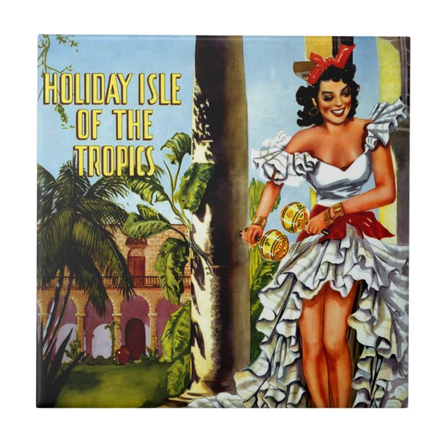 Cuban Dancer Vintage Travel Tile (Front)