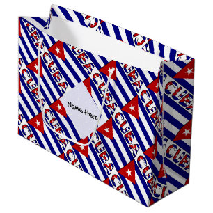 Cuban Dark Blue Cuban Flag Tile Personalised Name Large Gift Bag