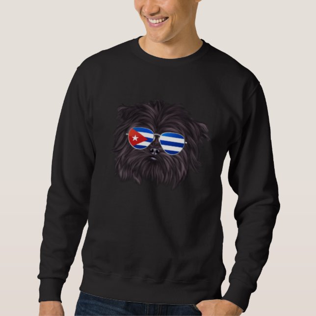 Cuban Flag Affenpinscher Dog Cuba Pocket Sweatshirt (Front)