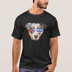 Cuban Flag Australian Shepherd Dog Cuba Pocket T-Shirt