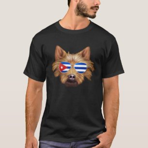 Cuban Flag Australian Terrier Dog Cuba Pocket T-Shirt