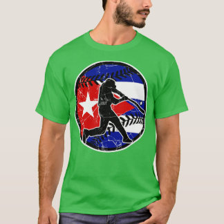 Cuban Flag Baseball Hitter Cuba Baseball Fan T-Shirt