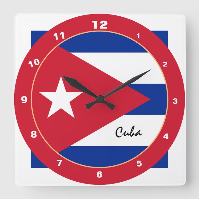 Cuban Flag & Cuba trendy fashion /design clock (Front)