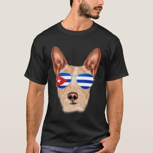 Cuban Flag Portuguese Podengo Pequeno Dog Cuba Poc T-Shirt (Front)