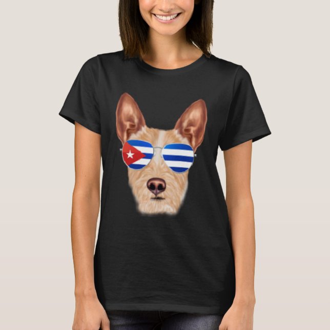 Cuban Flag Portuguese Podengo Pequeno Dog Cuba Poc T-Shirt (Front)