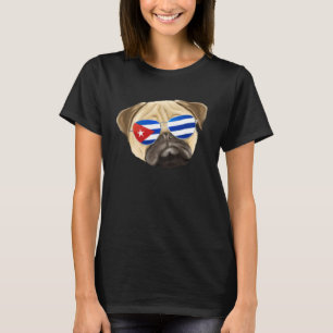 Cuban Flag Pug Dog Cuba Pocket T-Shirt