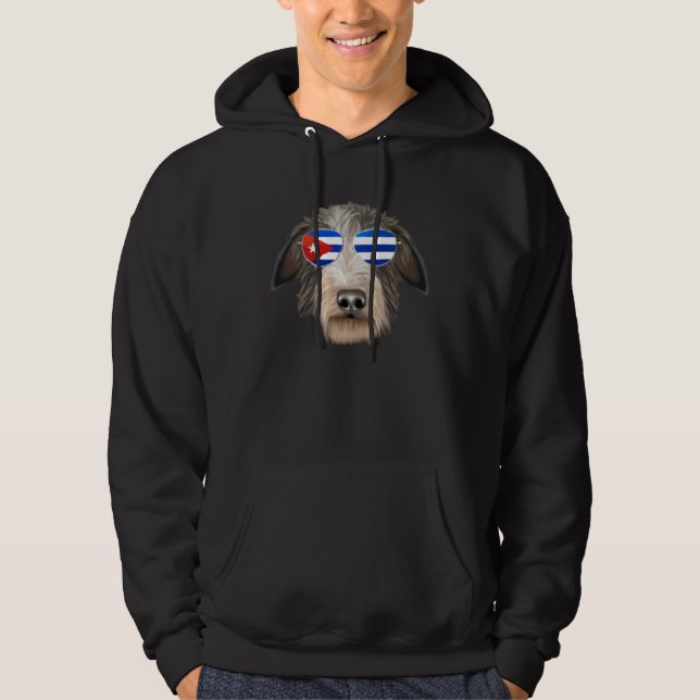Cuban Flag Scottish Deerhound Dog Cuba Pocket Hoodie (Front)