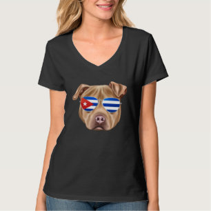 Cuban Flag Usa Staffordshire Terrier Dog Cuba Pock T-Shirt