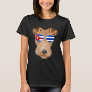 Cuban Flag Wire Fox Terrier Dog Cuba Pocket T-Shirt