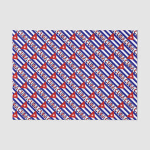 Cuban Flag with Cuba and Dark Blue Stripes Tissue Paper