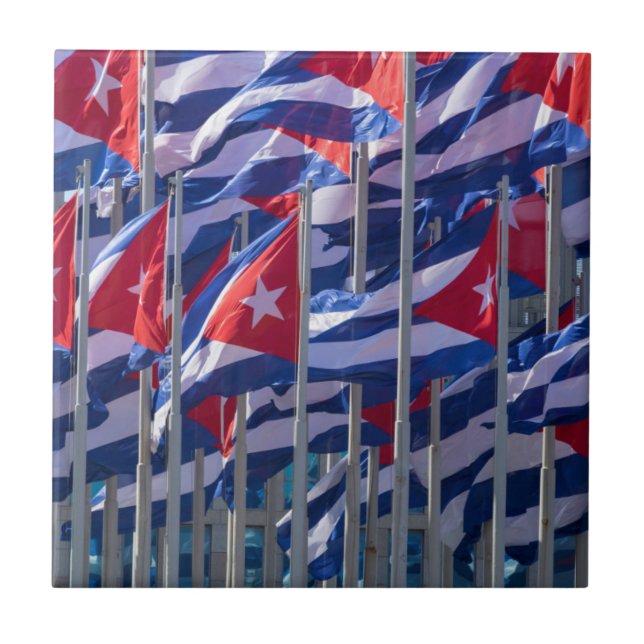 Cuban flags, Havana, Cuba Tile (Front)