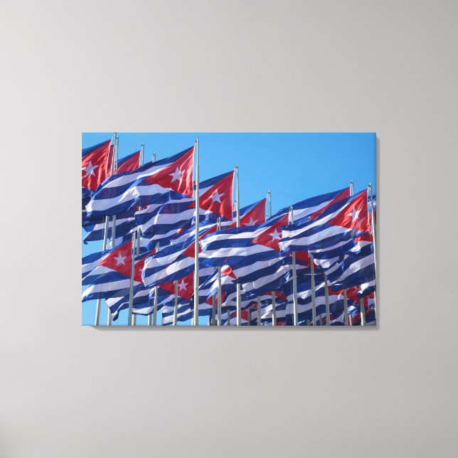 Cuban Flags Waving Canvas Print (Front)