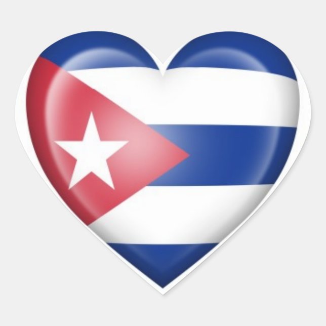 Cuban Heart Flag on White Sticker (Front)